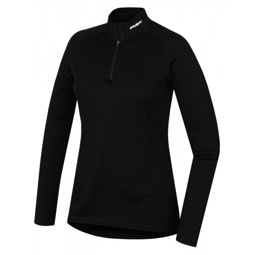 Husky | Merino 100 L Tričko Zip LS - Farba: Čierna, Veľkosť: XL