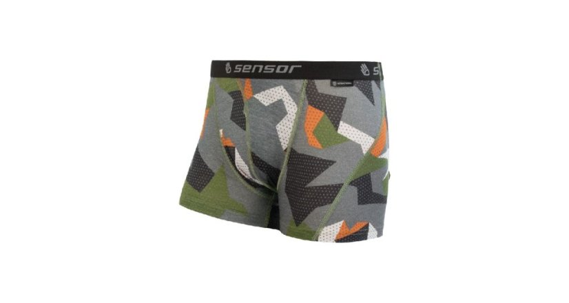 Sensor | Merino Impress Boxers - Farba: Čierna / Camo, Veľkosť: M