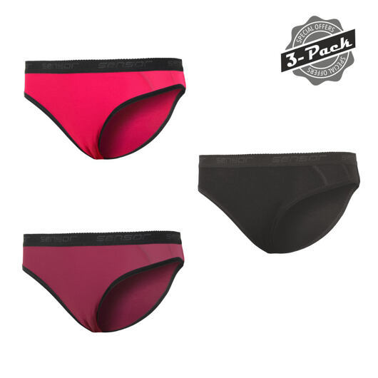 Sensor | Double Face Briefs W 3-Pack - Farba: Čierna / Lilla / Magenta, Veľkosť: M