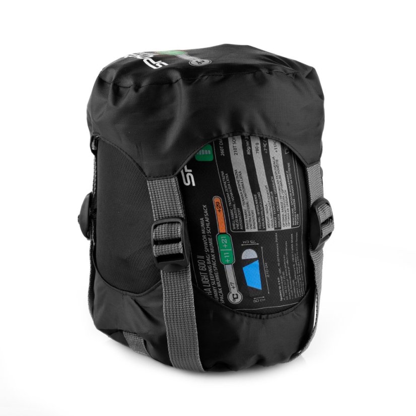 Spokey | Ultralight 600 - Strana zipsu: Pravá, Farba spacáku: Čierno - sivý