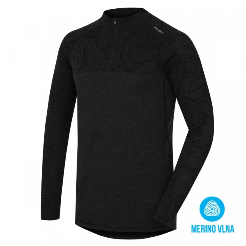 Husky | Merino 100 M Tričko Zip LS 2021 - Farba: Čierna, Veľkosť: M