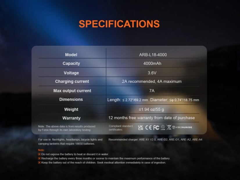 Fenix | Akumulátor 18650 - Kapacita: 3500 mAh